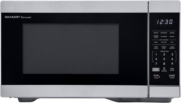 SHARP Countertop Microwave Oven Compatible with Alexa Orville Redenbacher’s Certified with Removable 12.4″ Carousel Turntable, 1000 Watt, 1.1 Cubic Feet, Stainless Steel