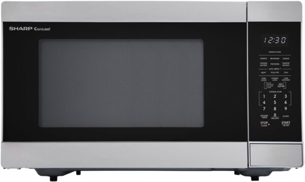 SHARP Countertop Microwave Oven with Removable 13.6″ Carousel Turntable, 1100 Watt, 1.6 Cubic Feet, Stainless Steel SMC1662KS cu. ft, CuFt, Stainless