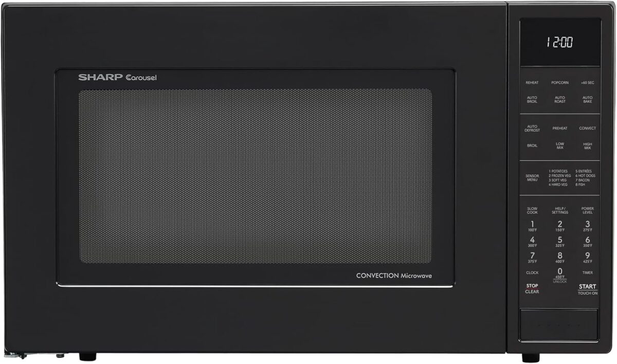 SHARP SMC1585KB Convection Countertop Microwave Oven with Removeable 15.4″ Carousel Turntable, 1.5 Cubic Feet, 900 Watt, Sensor Cooking, Black