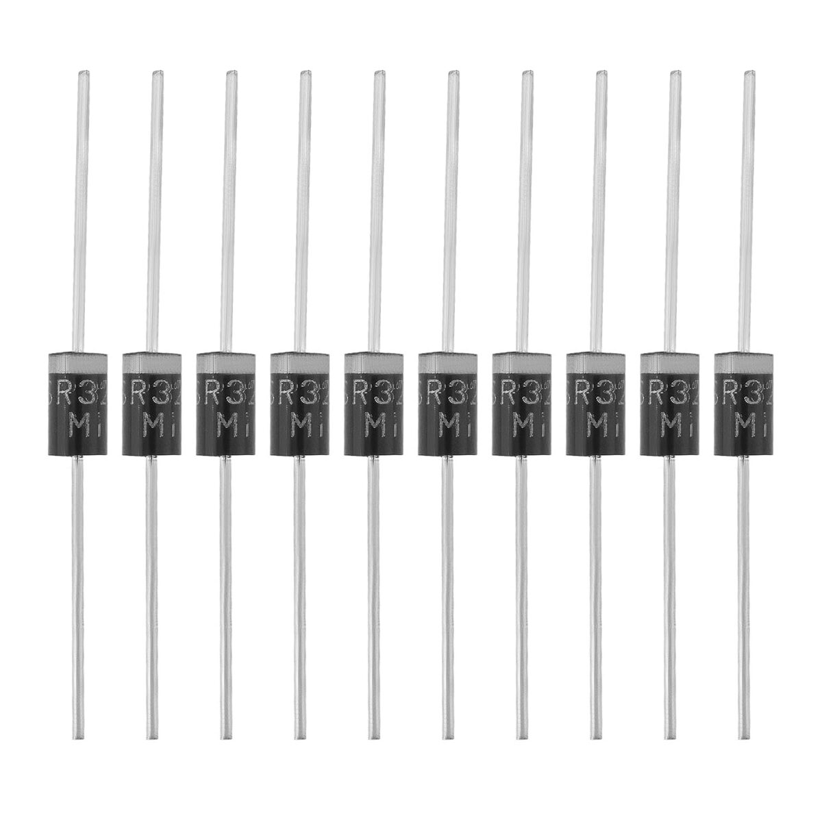 SING F LTD 50PCS SR3200 (S3200) Schottky Barrier Rectifier Diodes DO-201 200V 3A 57.4×4.9mm High-Efficiency Rectifier Diode for Consumer Electronics Automobiles and Solar Systems