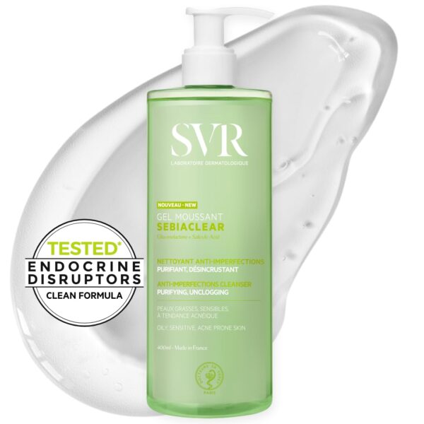 SVR Sebiaclear Face & Body Cleanser with Salicylic Acid for Sensitive Oily to Combination Skin. Soap-free Wash that Eliminates Impurities & Excess Sebum Without Drying the Skin, 13.5 fl.oz