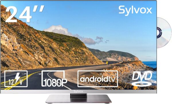 SYLVOX RV TV, 24 inches 12/24V TV for RV 1080P Full HD Smart TV, Built-in APP Store, Support WiFi Bluetooth, Small Android TV for Car Home Camper Truck Boat(Limo Series)