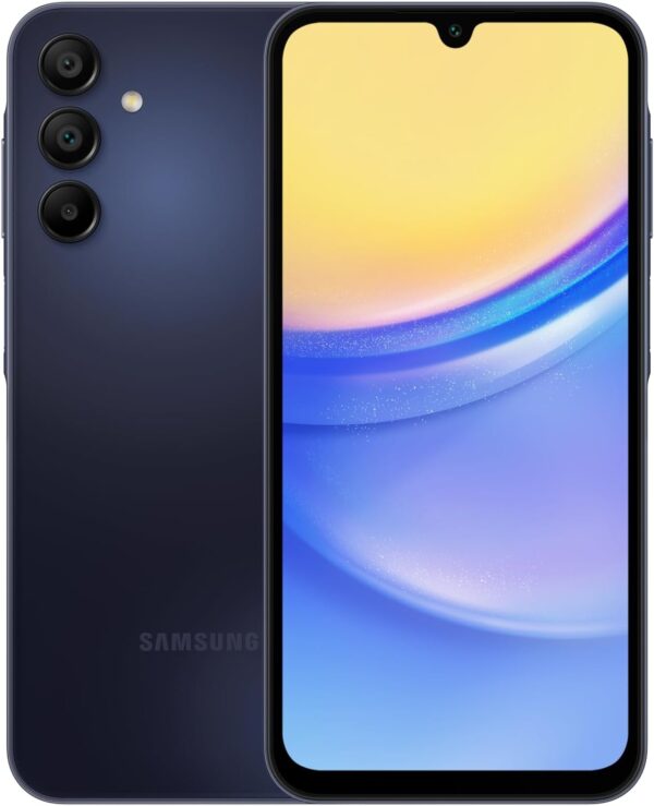 Samsung Galaxy A15 (SM-155M/DSN), 128GB 6GB RAM, Dual SIM, Factory Unlocked GSM, International Version (Ring Grip Case Bundle) (Blue Black)