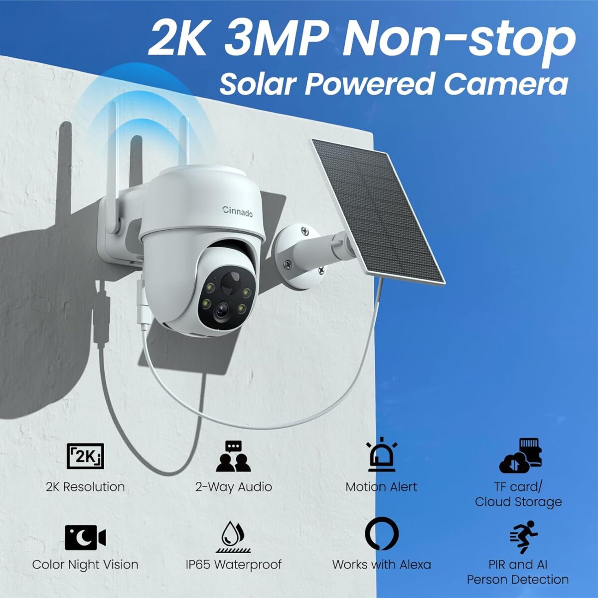 Security Cameras Wireless Outdoor 2K Cameras for Home Security Outside SolarBattery Powered 2.4G WiFi 360° Color Night Vision2 Way Audio PIR Human DetectionCompatible with Security Cameras Wireless Outdoor-2K Cameras for Home Security Outside Solar/Battery Powered 2.4G WiFi, 360° Color Night Vision,2 Way Audio, PIR Human Detection,Compatible with Alexa
