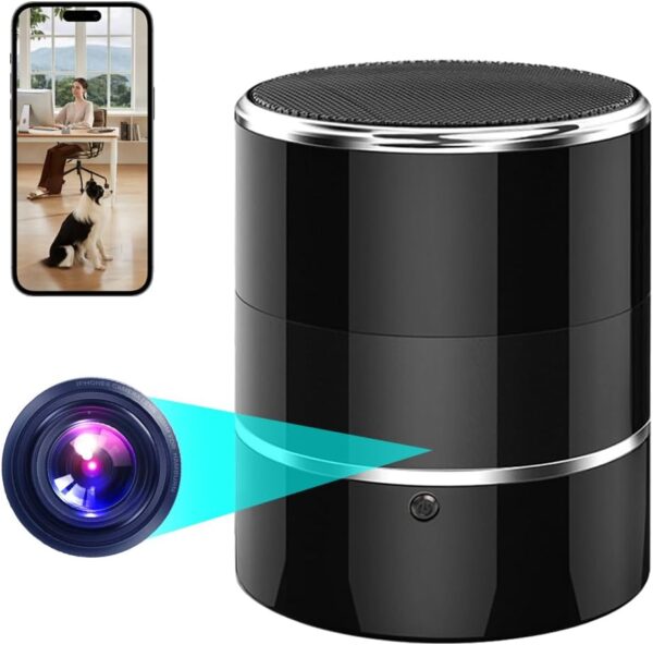 Security WiFi Camera in Bluetooth Speaker with 240° Viewing Angle,Wireless Security Cameras,Dome Cams Phone App,Hd 1080P,Motion Activated for Home Offices Store(2.4G /5G)