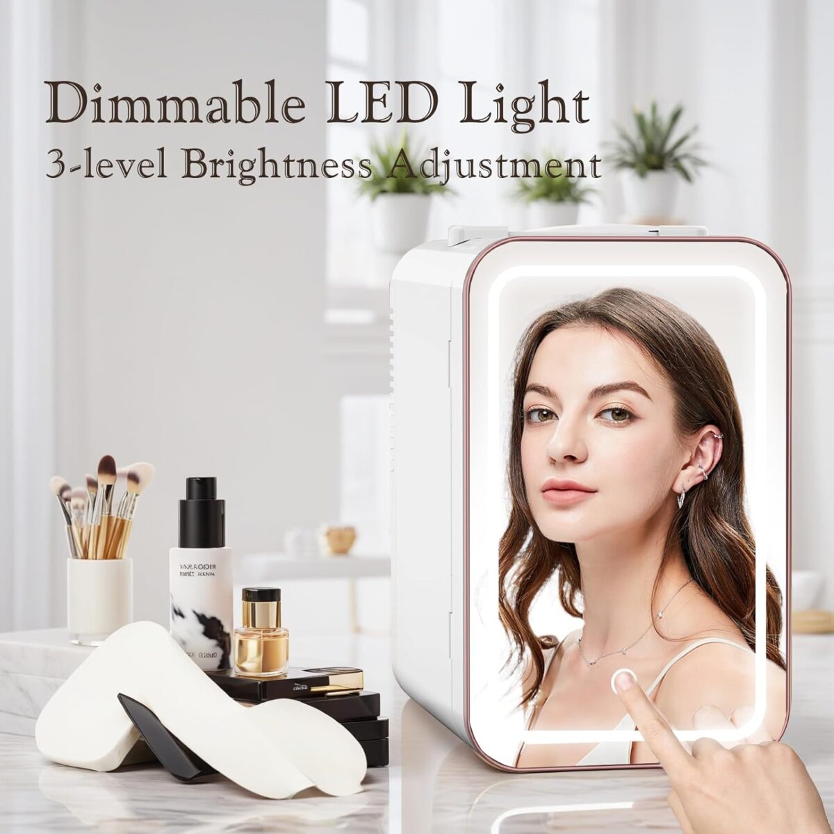 Skincare Fridge 6L10 Can Mini Fridge for Bedroom with Dimmable LED Mirror Portable Cooler Warmer Small Compact Refrigerator for Skincare Cosmetics Bedroom and Office White Skincare Fridge, 6L/10 Can Mini Fridge for Bedroom with Dimmable LED Mirror, Portable Cooler & Warmer Small Compact Refrigerator for Skincare, Cosmetics, Bedroom and Office, White