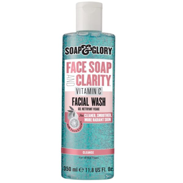 Soap & Glory Gentle Exfoliating Face Wash & Vitamin C Cleanser – 3-in-1 Exfoliator, Makeup Remover & Hydrating Facial Cleanser for Clean, Smooth & Radiant Skin for All Skin Types (350ml)