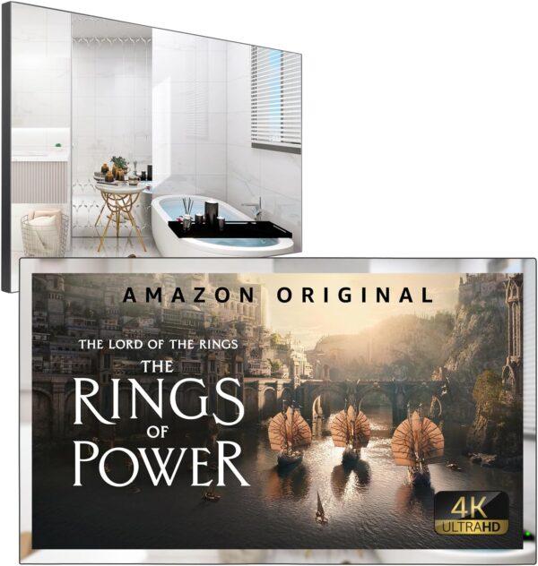 Soulaca 28 Inches 4K UHD Smart Mirror Bathroom TV webOS Television WiFi Bluetooth Built-in Alexa Smart TV Voice Control ATSC Tuner New