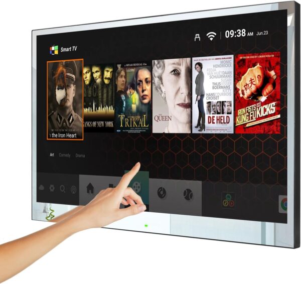 Soulaca 43 inches 4K Smart Touchscreen Mirror TV IP65 Waterproof DTV Tuner WiFi & Bluetooth Big Screen for Bathroom/SPA/Jacuzzi Luxury