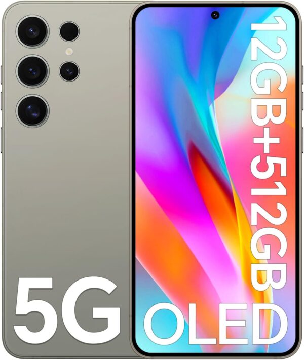T24 Ultra Unlocked Phones, 12GB+512GB Cell Phone, Snapdragon 888,6.7”HD Screen, 108MP+48MP Camera Unlocked Smartphone, Long Battery Life 6800mAh, Android 14,Dual-SIM/5G/GPS (Gray)