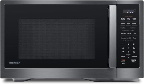 TOSHIBA ML4-EM12PA(BS) Countertop Microwave Oven with Stylish Design As Kitchen Essentials, Smart Sensor, 13 Auto Menus&Mute Function, 1.2 Cu Ft with 12.4″ Turntable, 1000W, Black Stainless Steel