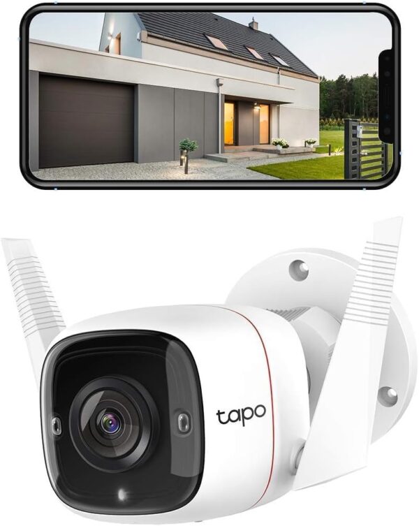 Tapo TP-Link 2K Security Camera Outdoor Wired, IP66 Weatherproof, Motion/Person Detection, Built-in Siren w/Night Vision, Cloud/SD Card Storage, 2-Way Audio, Works w/Alexa & Google Home C310