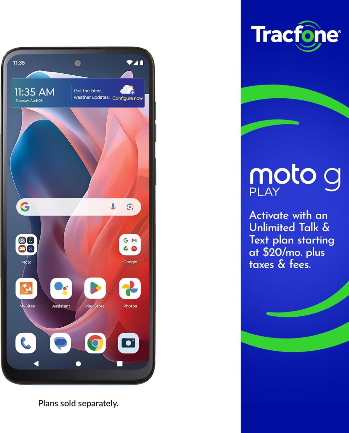 Tracfone Motorola Moto g Play 2024 Locked 64GB 5000mAh Battery 50MP Quad Pixel Camera 6.5 in. HD 90Hz Display Sapphire Blue Tracfone | Motorola Moto g Play 2024 | Locked | 64GB | 5000mAh Battery | 50MP Quad Pixel Camera | 6.5-in. HD+ 90Hz Display | Sapphire Blue