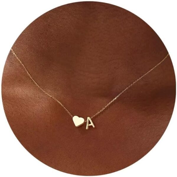 Turandoss Gold/Silver Heart Initial Necklace for Women Teen Girls – 18K Gold Plated Letter A-Z Pendant Necklace Dainty Heart Necklaces Tiny Initial Necklaces Birthday Gifts for Women Jewelry