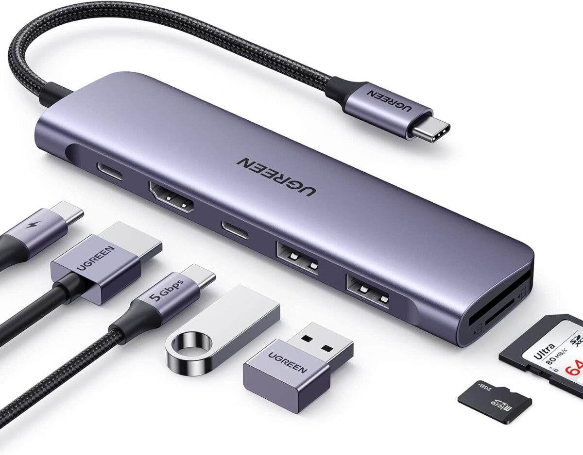 UGREEN Revodok 1071 USB C Hub for Laptop 7 in 1 Dock 4K HDMI, 100W PD Charging, USB-C & 2 USB-A 5Gbps Data Ports, SD/TF Card Reader for MacBook Pro/Air, iPad Pro, XPS, Thinkpad