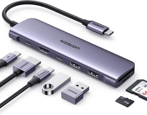 UGREEN Revodok 1071 USB C Hub for Laptop 7 in 1 Dock 4K HDMI, 100W PD Charging, USB-C & 2 USB-A 5Gbps Data Ports, SD/TF Card Reader for MacBook Pro/Air, iPad Pro, XPS, Thinkpad UGREEN Revodok 1071 USB C Hub for Laptop 7 in 1 Dock 4K HDMI, 100W PD Charging, USB-C & 2 USB-A 5Gbps Data Ports, SD/TF Card Reader for MacBook Pro/Air, iPad Pro, XPS, Thinkpad