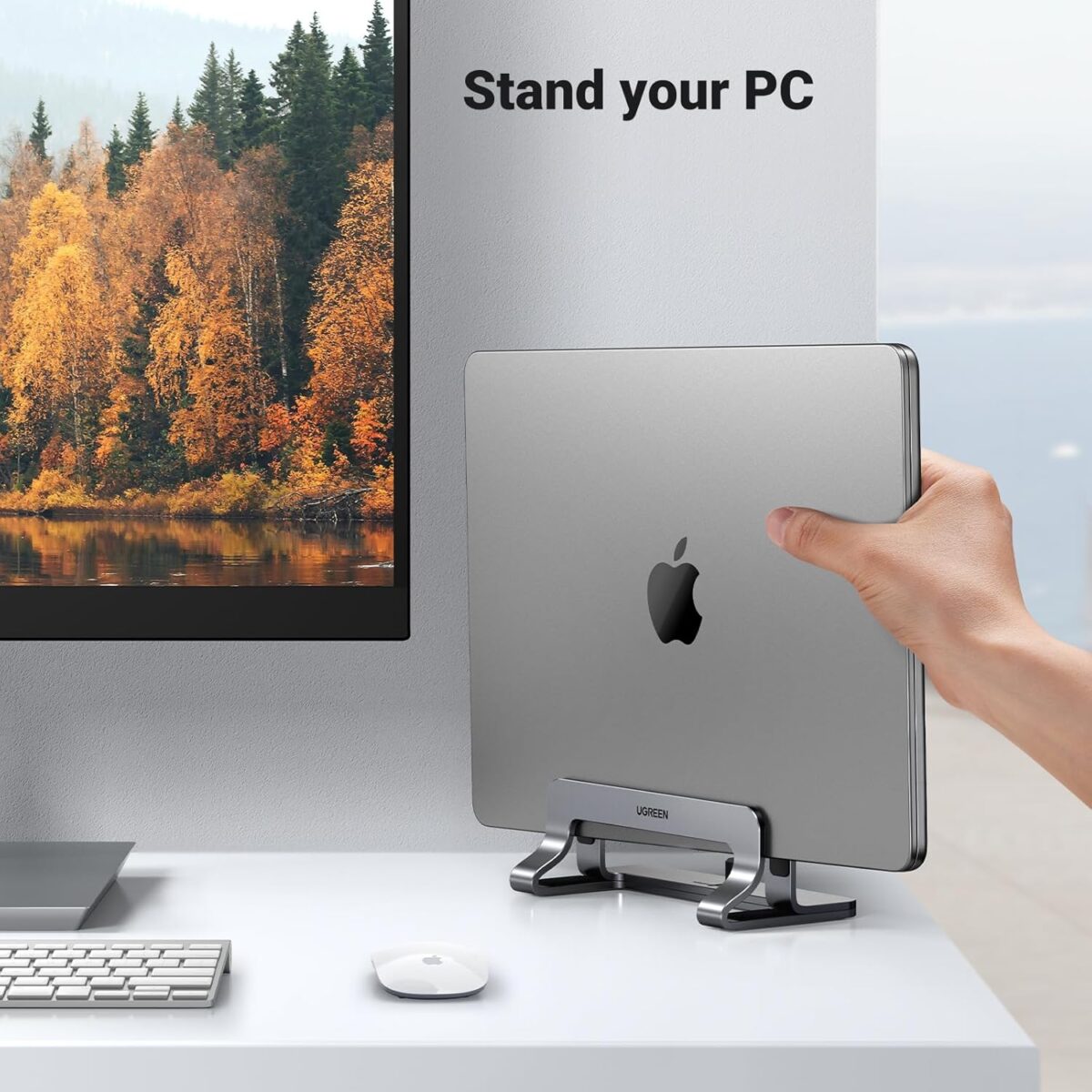 UGREEN Vertical Laptop Stand Holder for Desk Compatible with MacBook Pro MacBook Air Stand Vertical Aluminum Adjustable for Up to 17.3 Inch Gaming Laptop Gray UGREEN Vertical Laptop Stand Holder for Desk Compatible with MacBook Pro, MacBook Air Stand Vertical Aluminum Adjustable for Up to 17.3 Inch Gaming Laptop, Gray