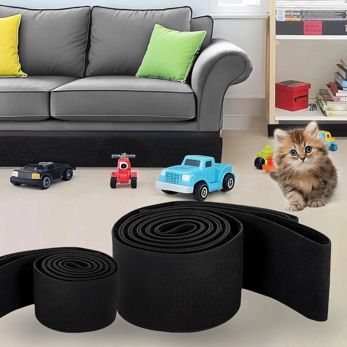 Under Couch Blocker for Kid and Pet Toys, Toy Blocker for Under Bed and Under Couch，Easy to Install， Stop Things from Going Under Sofa Bed and Other Furniture （3in x 132in）