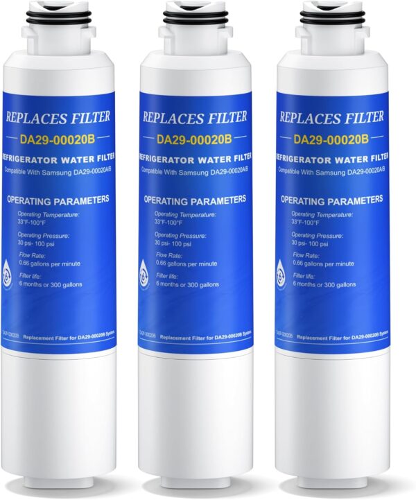 Upgraded DA29-00020B Water Filter Replacement for Samsung Water Filter DA29-00020A/B,HAF-CIN/EXP,DA29-00020B-1,RF28HMEDBSR,RF263BEAESR, Reduces 99% of Chlorine,Free-Lead, 3 Pack, By CHOPLO