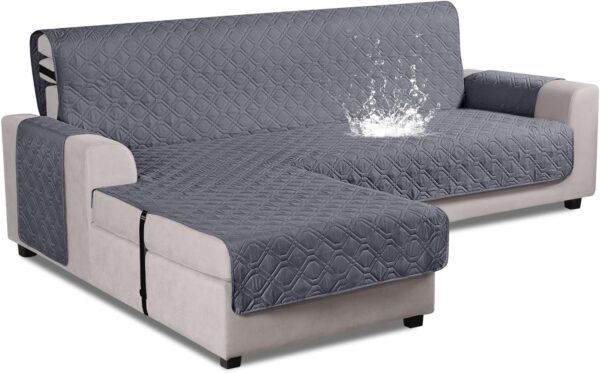 VANSOFY Upgraded Sectional Couch Covers 100% Waterproof L Shaped Sofa Slipcover Reversible Chaise Lounge Cover for Sectional Sofa Cover for Pets Cat Dog(Small,Dark Gray)
