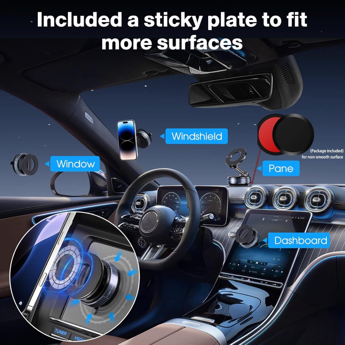 Vacuum Magnetic Suction Phone Holder Foldable and Retractable Hands Free Suction Cup Phone Mount for CarGymMirrorSmooth Surface Compatible with iPhone Android and All Smartphones Black Vacuum Magnetic Suction Phone Holder, Foldable and Retractable Hands-Free Suction Cup Phone Mount for Car/Gym/Mirror/Smooth Surface, Compatible with iPhone Android and All Smartphones (Black)