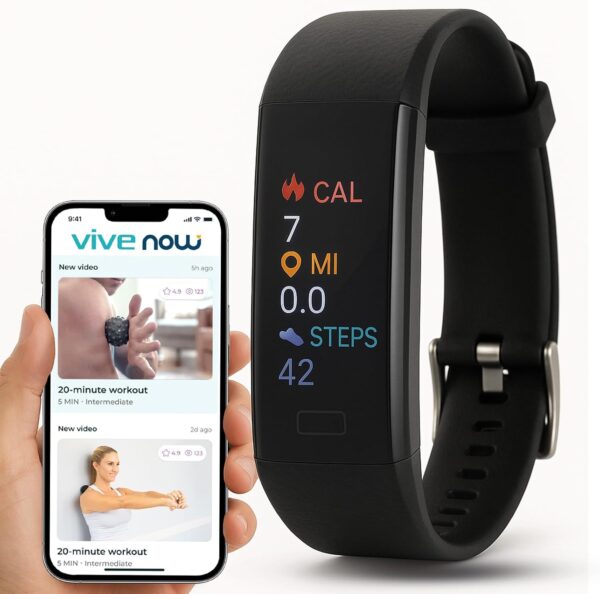 Vive Fitness Tracker & Smart Watch for Women & Men – Sleep, Activity, Calories, Heart Rate, Oxygen, Step Counter & Pulse Tracker – Waterproof Health Monitor – Smartphone Connectivity For iOS & Android