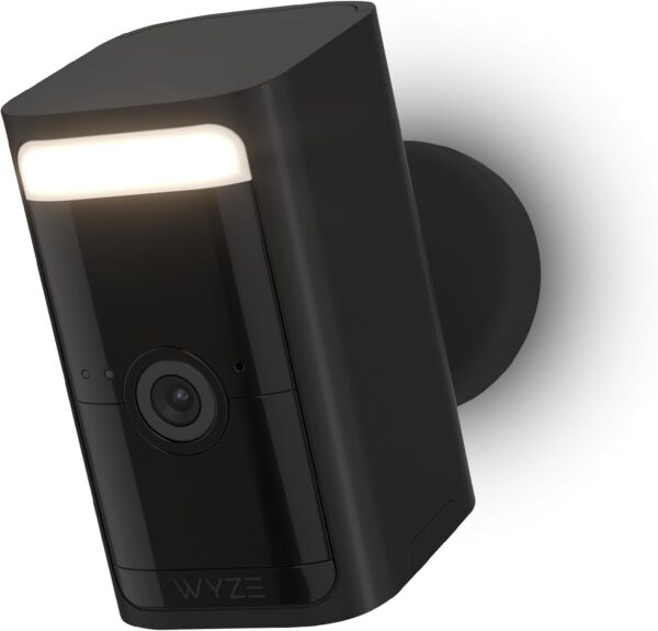 WYZE 2K HDR Rechargeable Battery Outdoor/Indoor Security Camera, Color Night Vision, Integrated Spotlight & Siren, Wire Free, 2-Way Audio – Black, 1-Pack