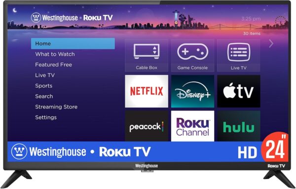 Westinghouse Roku TV – 24 Inch Smart Television, 720P LED HD with Wi-Fi Connectivity and Mobile App, Flat Screen Compatible with Apple Home Kit, Alexa and Google Assistant