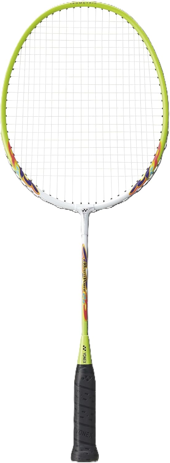 YONEX Muscle Power 2 Junior Badminton Racket – 21″ Length, 4U Weight (Avg. 83g), G5 Grip, White/Lime Yellow