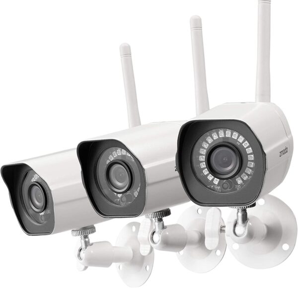 Zmodo Security Camera Outdoor (3 Pack), 1080p Indoor/Outdoor Camera Wireless WiFi, Night Vision, Motion Detection, Cameras for Home Security, Human/Pets/Vehicles Detection, Weatherproof, Remote View