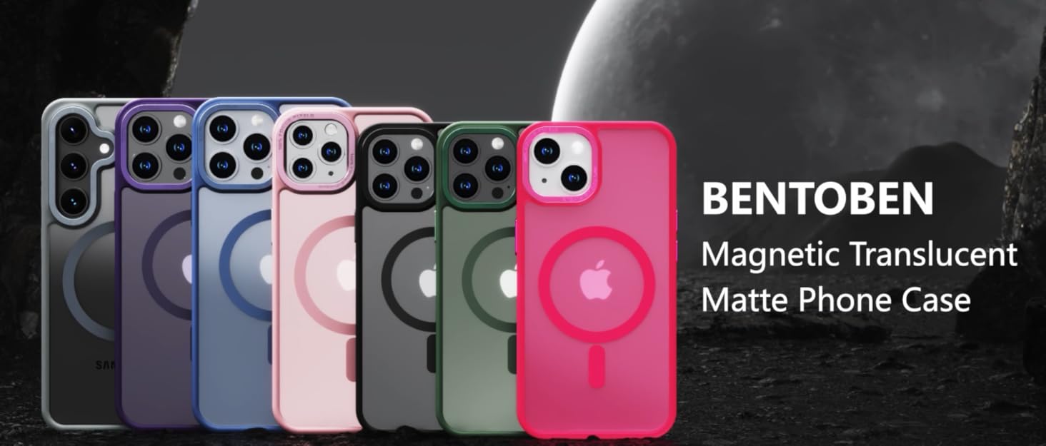 a5be1ff7 220a 44b3 bc9f 5c1fe5e22998. CR0,130,1920,820 PT0 SX1464 V1 BENTOBEN Magnetic for iPhone 13 Case & iPhone 14 Case [Compatible with Magsafe] Translucent Matte Phone Case iPhone 13/14 Slim Shockproof Women Men Protective Cover for iPhone 13/14 6.1", Hot Pink