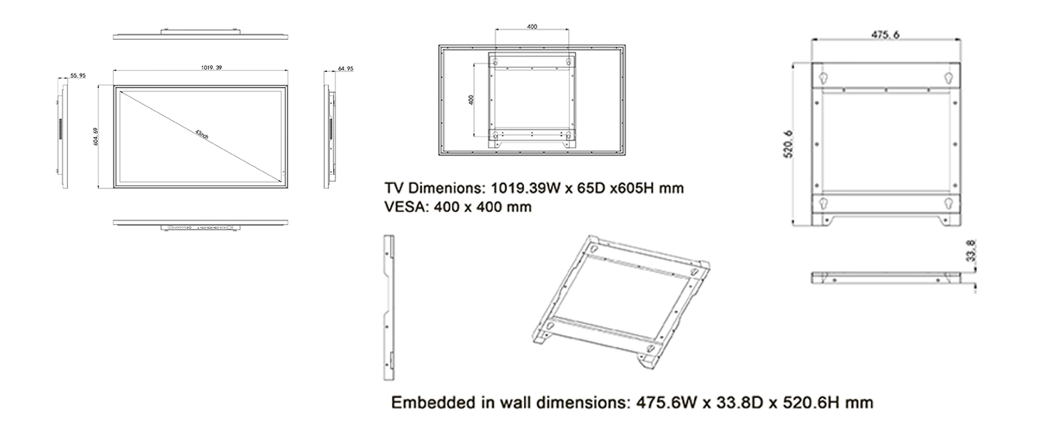 Dimensions for the TV
