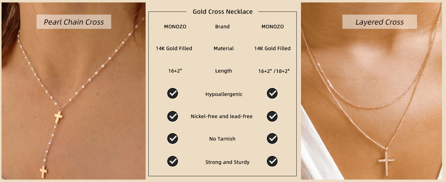 Gold Cross Necklace for women