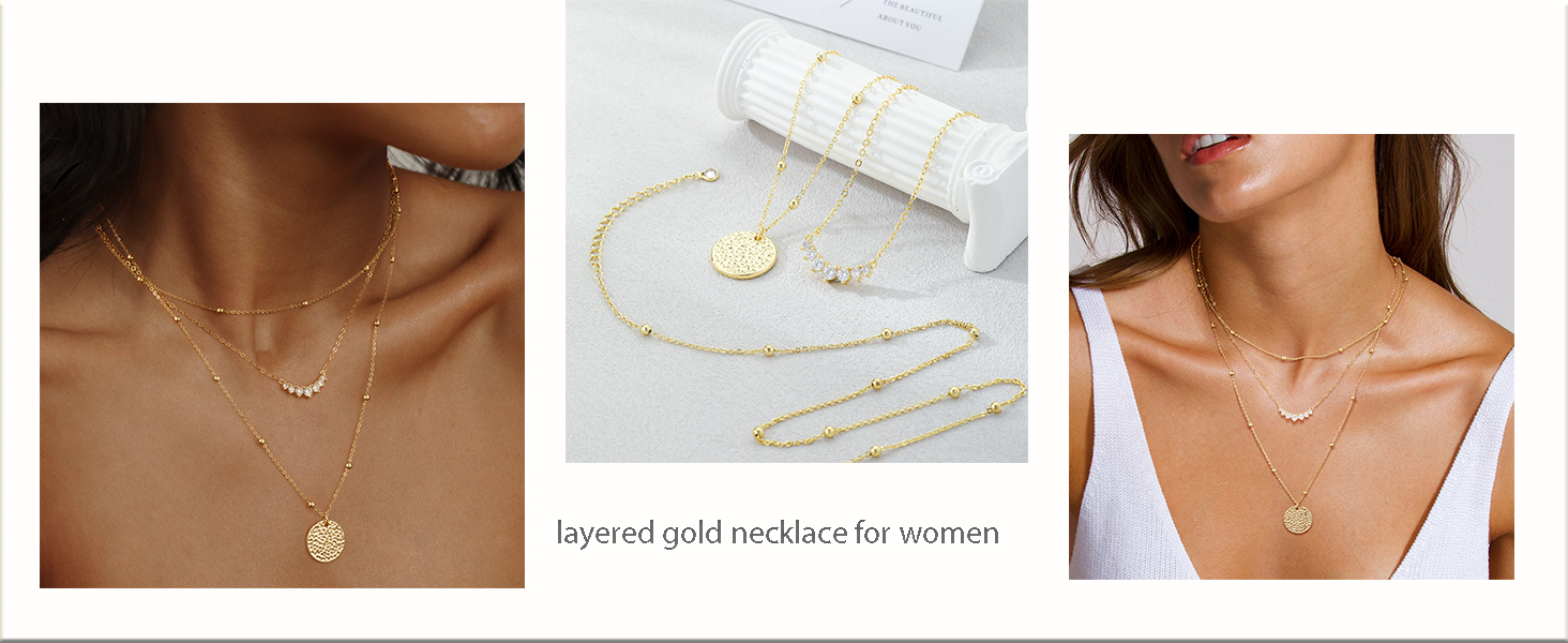 gold layered necklace for women