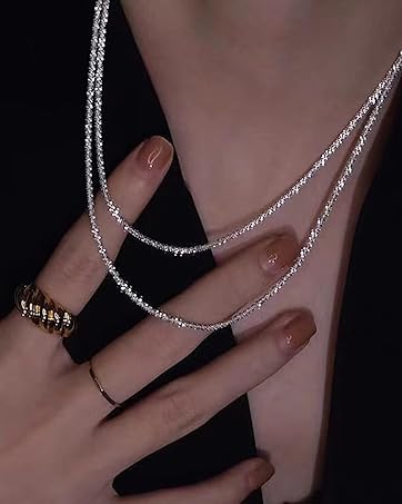 be1f3ff7 9bcc 4bef a40f 812a31c27f54. CR160,0,1269,1588 PT0 SX362 V1 BERISO 14K Gold/Silver Plated Satellite Choker Shining Dots Station Box Chain 3 Blue Beads Sparkle Chain Necklace Open Hearts Open Stars Link Chain Exquisite Jewelry for women