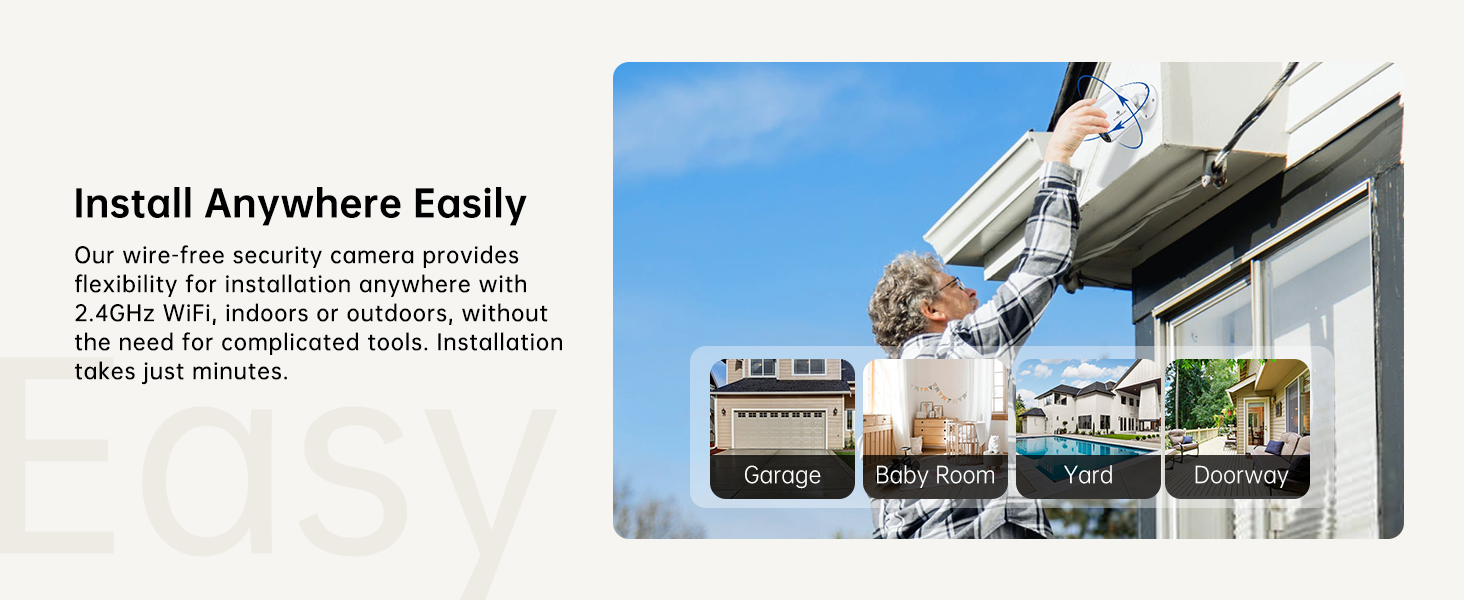 wire free security camera install easily wireless indoor home camera outdoor Wifi