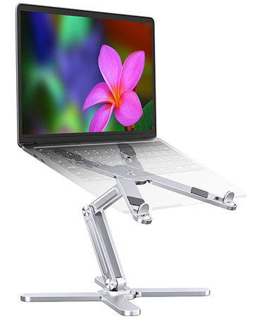 df6fd9f3 a5dc 4005 8dd1 293b6ccf0178. CR0,0,362,453 PT0 SX362 V1 Adjustable Computer Stand with 360 Rotating Base, Ergonimic Foldable Laptop Riser for Desk Compatible with MacBook Pro/Air Notebook up to 16 Inches, Silver