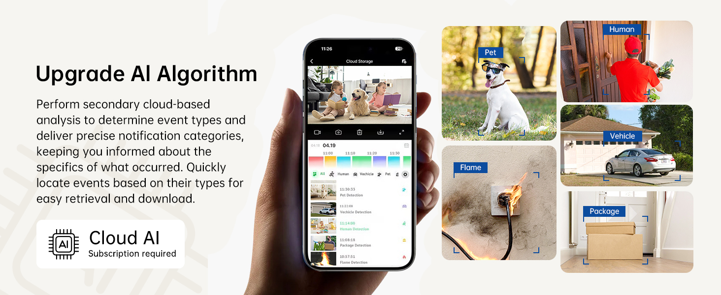 wifi security camera outdoor wireless battery Cloud AI Subscription Pet Vehicle