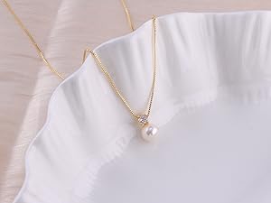gold cz pearl necklace