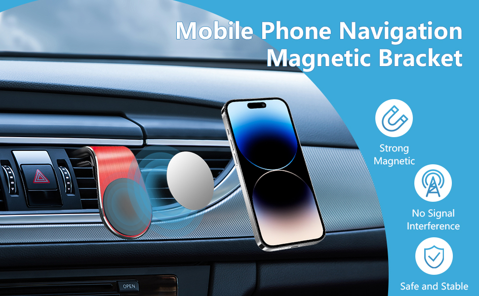 Mobile Phone Navigation Magnetic Bracket, L Type Car Phone Mount, Air Vent Phones Mount for Car