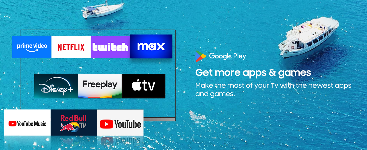 22 in Android TV Netflix YouTube Apple TV Prime Video Hulu Roku