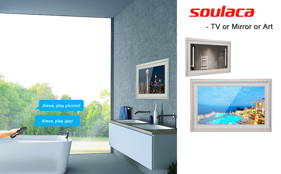 smart mirror tv with deco frame