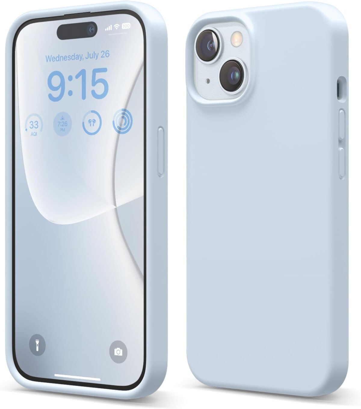 elago Compatible with iPhone 15 Case, Liquid Silicone Case, Full Body Protective Cover, Shockproof, Slim Design, Anti-Scratch Soft Microfiber Lining, 6.1 inch (Light Blue)