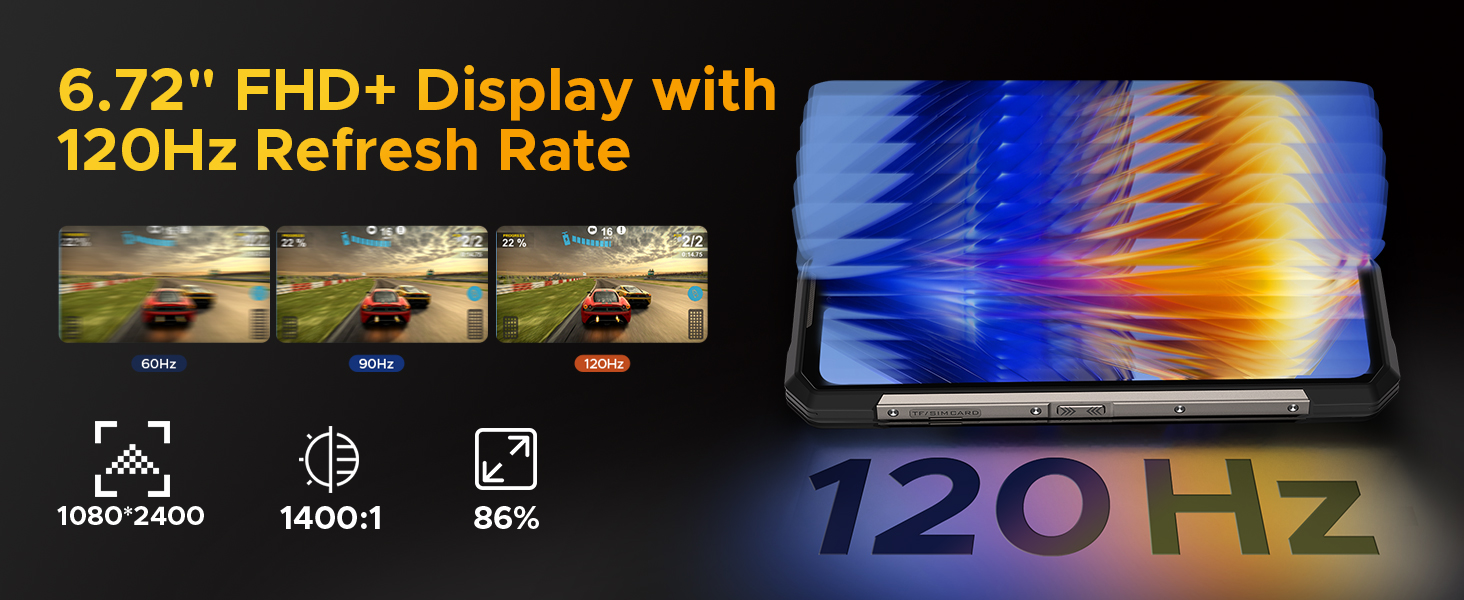 Phones Cell Phone 10100mA 6.72”FHD Dual Sim Cell Phone IP68 IP69K1.32" Dual Screen Rugged Phone