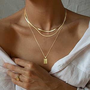 3 layered gold necklaces for women