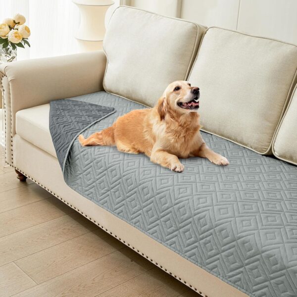 hyha Waterproof Dog Blanket, Soft Pet Bed Blankets, Waterproof Sofa Couch Cover for Dogs Washable, Reversible Pet Couch Covers for Sofa Furniture (30×70 Inch, Grey/Dark Grey)