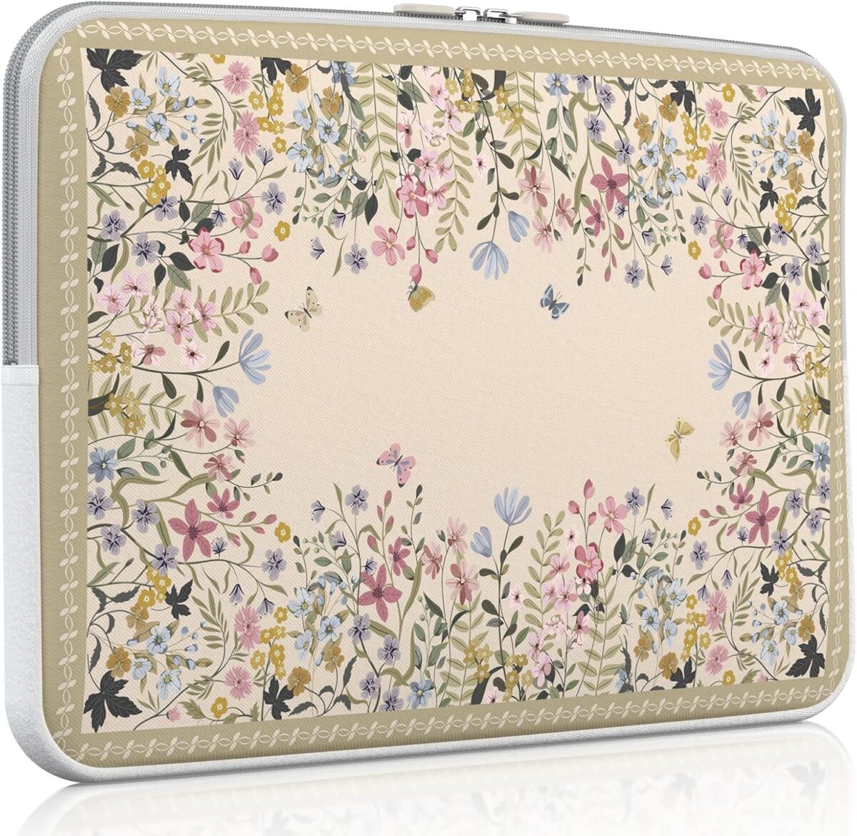 iCasso Laptop case 13 inch for MacBook Air 13-13.6 inch, Cute Laptop Sleeve for MacBook Pro 13 inch 14 inch, Slim Protective Travel Carrying Case Sleeve for 13 inch Chromebook, HP, Dell(Beige)