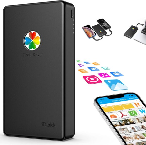 iDiskk App-le Certifiedd,2TB External Hard Drive,for iPhone iPad Android Phones,MacBook,Computer to Backup Docs| Photos | Videos,iPhone 15 & 16 Photo Stick Photo Storage Phone Drive