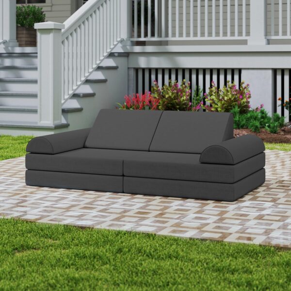 jela Kids Couch, Waterproof Kids Modular Sofa for Outdoor & Indoor, UV Resistant Child Sectional Sofa, Foam Play Couch Playhouse Play Set for Children Adults (Darkgray)
