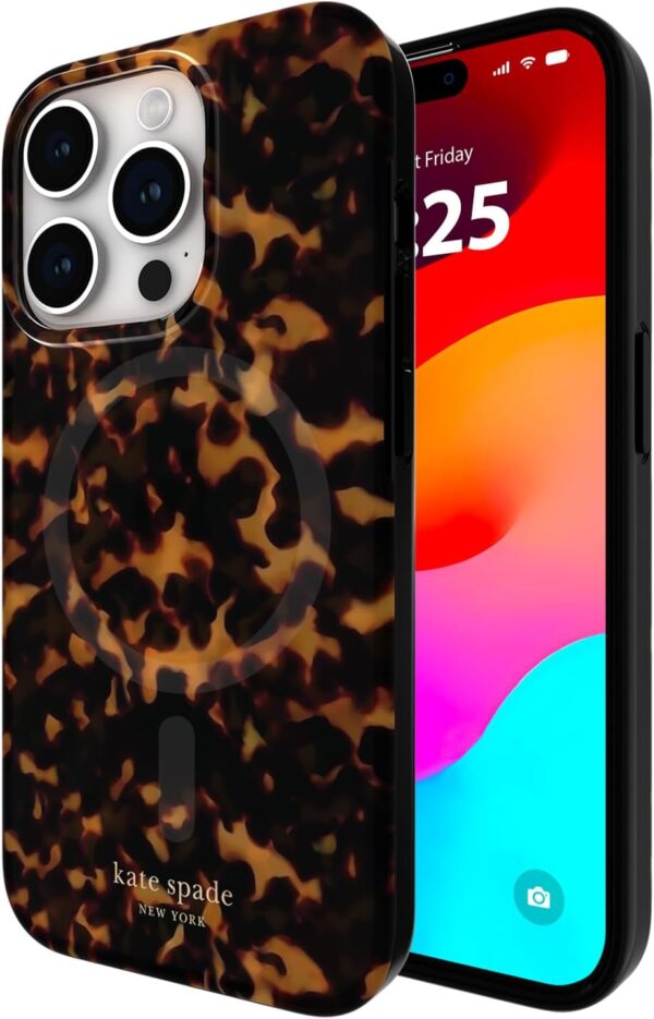 kate spade new york iPhone 15 Pro Case, Compatible with MagSafe – Tortoiseshell